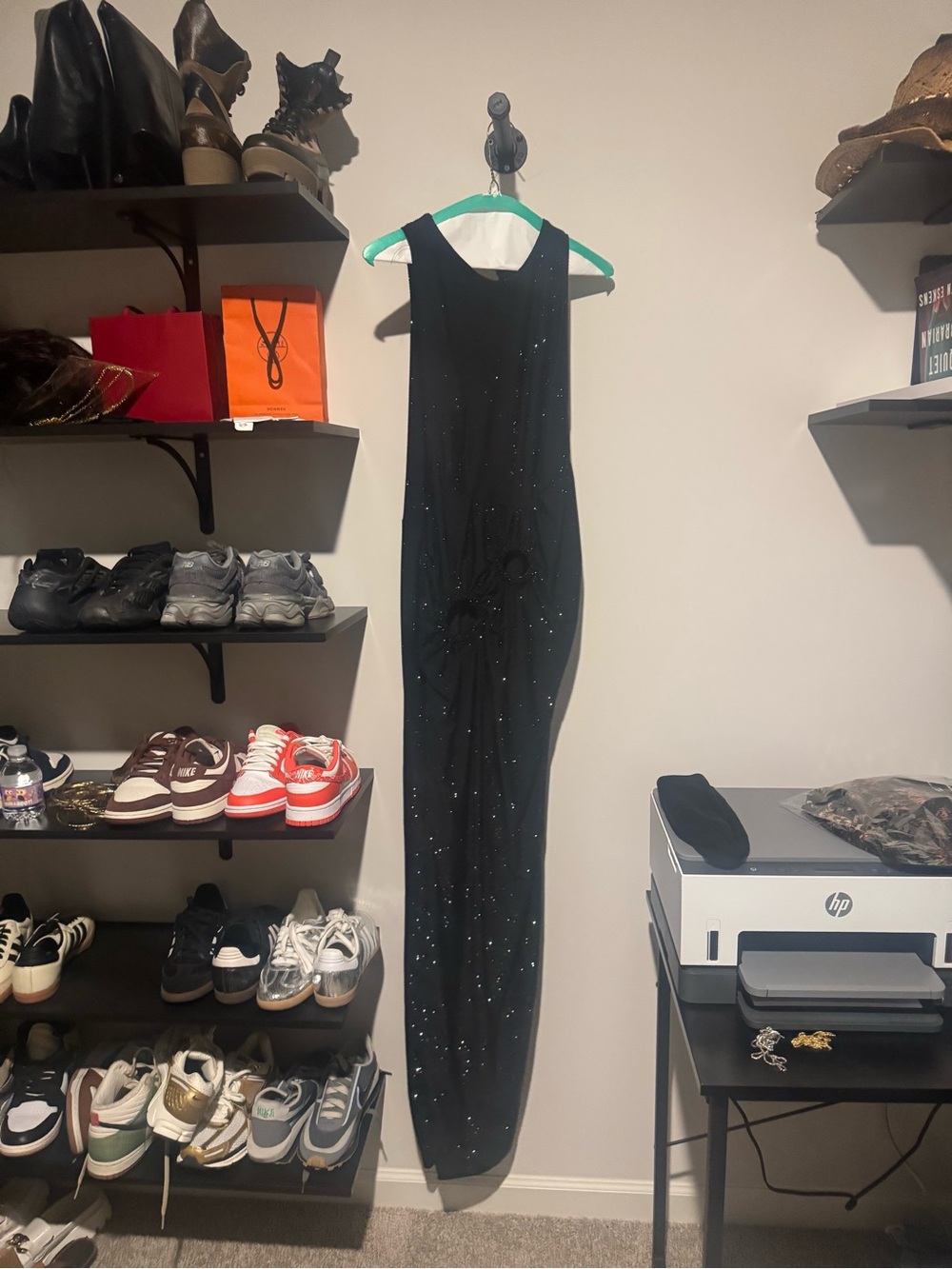 Black Sleeveless Maxi Dress with Subtle Sparkle
